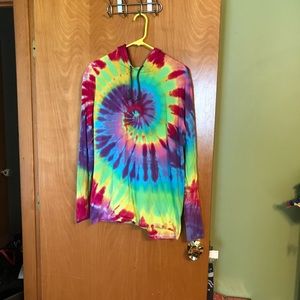 Rainbow Tie Dye Summer t-shirt Hoodie L